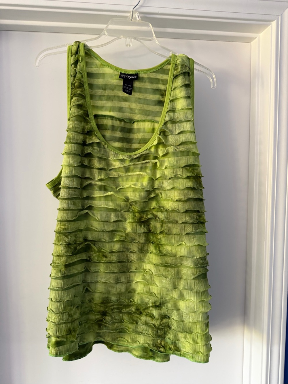 Lane Bryant Lime Green Ruffle Tank Top